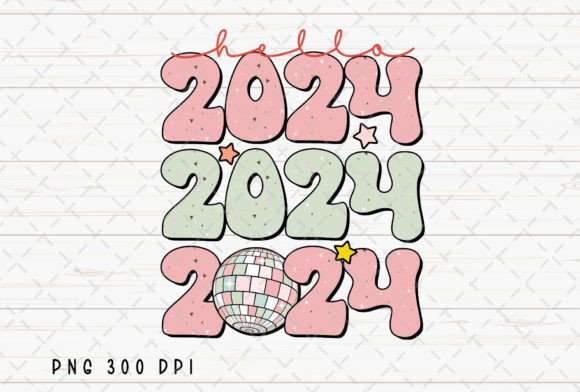 Bring Retro Vibes to 2024 with Groovy New Year PNG Design