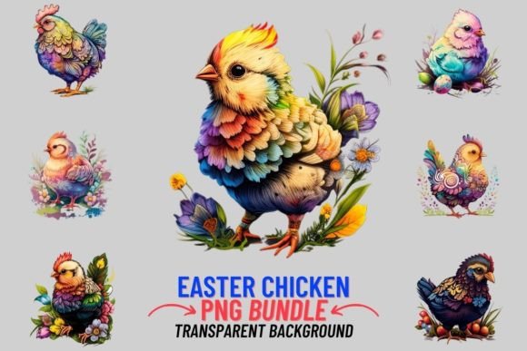 Easter Chicken 12 PNG Clipart Bundle: A Fresh Take on Spring Graphics