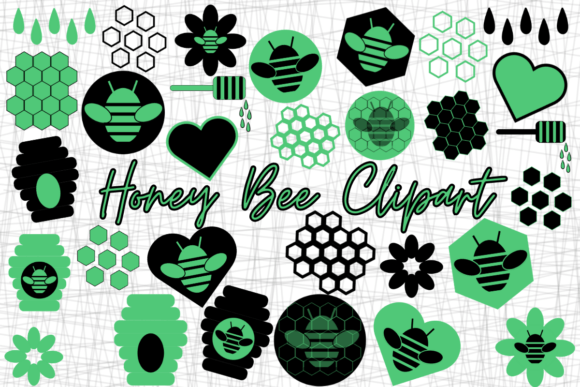 Emerald Green and Black Honeybee Clipart: A Designer's Asset