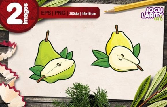 Fresh Green Yellow Pear Cartoon Vector: A Playful Design Asset