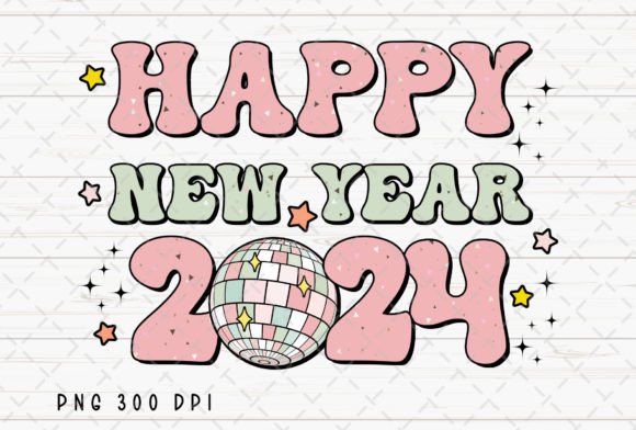Groovy Happy New Year 2024 Retro PNG: A Fresh Take on Festive Nostalgia