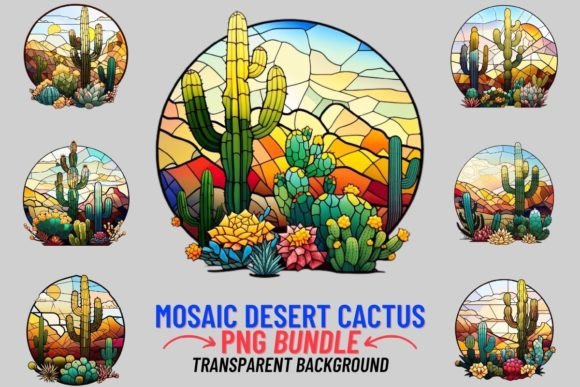 Mosaic Desert Cactus 12 PNG Clipart: A Digital Art Guide