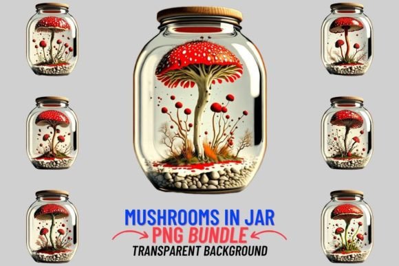 Mushrooms in Jar 12 PNG Clipart Bundle: A Design Asset Guide