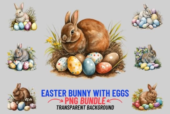Spring into Design with Easter Bunny with Eggs 12 PNG Clipart