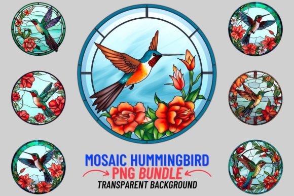 Stained Glass Hummingbird 12 PNG Clipart: A Creative Asset