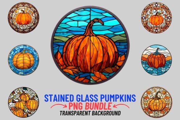 Stained Glass Pumpkins 12 PNG Clipart