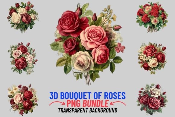 Stunning 3D Bouquet of Roses 12 PNG Clipart for Your Projects