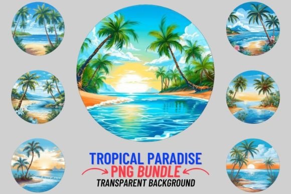Tropical Paradise 12 PNG Clipart Bundle: Elevate Your Digital and Print Designs